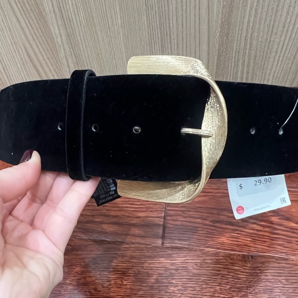 BNWT ZARA Velvet Belt With Gold Buckle Size 30 - Picture 7 of 11